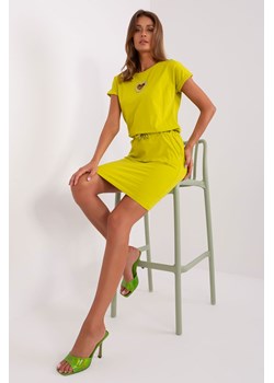Limonkowa mini sukienka dresowa z bawełny ze sklepu 5.10.15 w kategorii Sukienki - zdjęcie 169685618
