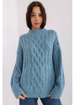 Niebieski luźny sweter w warkocze ze sklepu 5.10.15 w kategorii Swetry damskie - zdjęcie 169685675