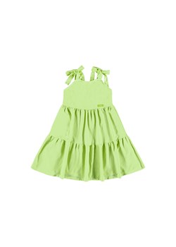 Limonkowa bawełniana sukienka dziewczęca z kokardkami na ramiączkach ze sklepu 5.10.15 w kategorii Sukienki dziewczęce - zdjęcie 169685847