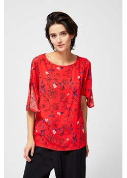 Bluzka damska koszulowa w kwiaty czerwona ze sklepu 5.10.15 w kategorii Bluzki damskie - zdjęcie 169685858