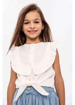 Biała bluzka dziewczęca z wiązaniem z przodu i falbanami ze sklepu 5.10.15 w kategorii Bluzki dziewczęce - zdjęcie 169686298