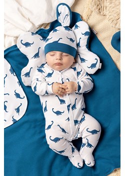 Pajac biały niemowlęcy z miękkiej bawełny - niebieskie dinozaury ze sklepu 5.10.15 w kategorii Pajacyki - zdjęcie 169686309