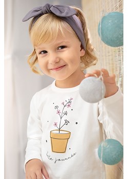 Bawełniana bluzka dziewczęca z nadrukiem kwiatka - ecru ze sklepu 5.10.15 w kategorii Kaftaniki i bluzki - zdjęcie 169686357