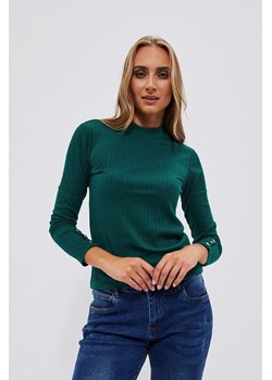 Zielona bluzka damska prążkowana z długim rękawem ze sklepu 5.10.15 w kategorii Bluzki damskie - zdjęcie 169686435