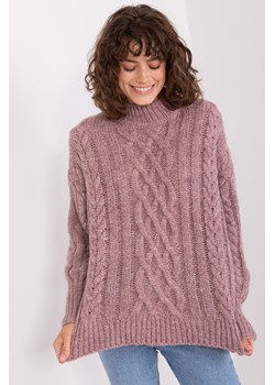 Fioletowy damski sweter w warkocze ze sklepu 5.10.15 w kategorii Swetry damskie - zdjęcie 169686529