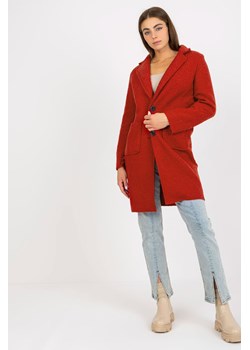 Ciemnopomarańczowy pluszowy płaszcz z kieszeniami OCH BELLA ze sklepu 5.10.15 w kategorii Płaszcze damskie - zdjęcie 169687036