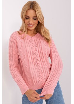 Różowy damski sweter rozpinany z dzianiny ze sklepu 5.10.15 w kategorii Swetry damskie - zdjęcie 169687448