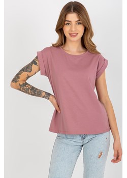 Brudnoróżowy t-shirt basic z okrągłym dekoltem Revolution ze sklepu 5.10.15 w kategorii Bluzki damskie - zdjęcie 169687536
