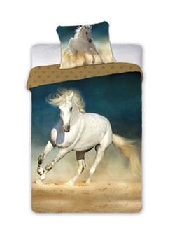 Komplet pościeli biały koń 140x200+70x90 cm ze sklepu 5.10.15 w kategorii Pościel dziecięca - zdjęcie 169688099