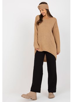 Camelowy sweter oversize z dłuższym tyłem OCH BELLA ze sklepu 5.10.15 w kategorii Swetry damskie - zdjęcie 169688257