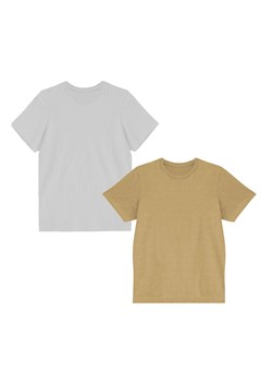 Bawełniany t -shirt męski z okrągłym dekoltem - 2 pak - biały - żółty ze sklepu 5.10.15 w kategorii T-shirty męskie - zdjęcie 169688327