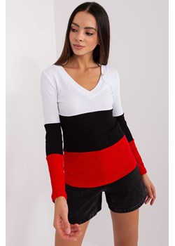 Biało-czerwona damska bluzka basic w prążek ze sklepu 5.10.15 w kategorii Bluzki damskie - zdjęcie 169688398