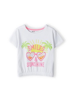 Biała koszulka niemowlęca z bawełny- Smiles & Sunshine ze sklepu 5.10.15 w kategorii Koszulki niemowlęce - zdjęcie 169688436