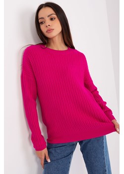 Fuksjowy damski sweter klasyczny z wiskozą ze sklepu 5.10.15 w kategorii Swetry damskie - zdjęcie 169688717