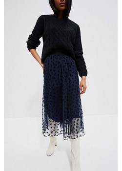 Granatowa spódnica damska midi z ażurowym wzorem ze sklepu 5.10.15 w kategorii Spódnice - zdjęcie 169689069