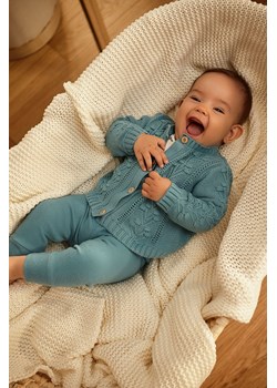 Niebieskie legginsy niemowlęce z falbankami na nogawkach ze sklepu 5.10.15 w kategorii Legginsy niemowlęce - zdjęcie 169689265
