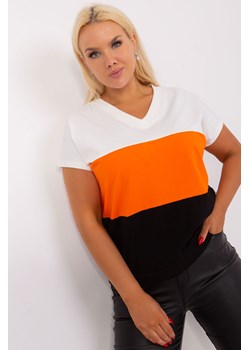 Ecru-czarna damska bluzka plus size z bawełny ze sklepu 5.10.15 w kategorii Bluzki damskie - zdjęcie 169689386