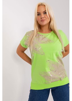 Jasnozielona damska bluzka plus size z nadrukiem ze sklepu 5.10.15 w kategorii Bluzki damskie - zdjęcie 169689536