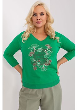 Bluzka plus size z aplikacjami zielony ze sklepu 5.10.15 w kategorii Bluzki damskie - zdjęcie 169689767