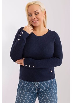 Klasyczny sweter plus size z wiskozy granatowy ze sklepu 5.10.15 w kategorii Swetry damskie - zdjęcie 169689828