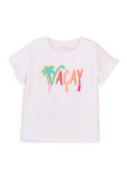 T-shirt dziewczęcy biały z kolorowym napisem Vacay ze sklepu 5.10.15 w kategorii Bluzki dziewczęce - zdjęcie 169689895