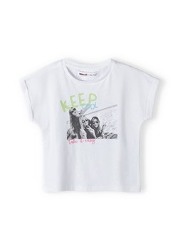 Biała koszulka bawełniana dziewczęca z nadrukiem ze sklepu 5.10.15 w kategorii Bluzki dziewczęce - zdjęcie 169690075