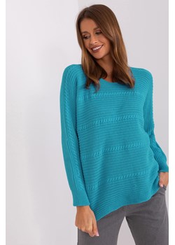 Sweter damski klasyczny z długim rękawem niebieski ze sklepu 5.10.15 w kategorii Swetry damskie - zdjęcie 169690289
