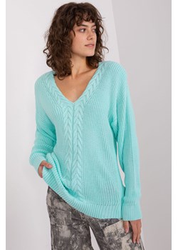 Miętowy sweter damski z dekoltem V ze sklepu 5.10.15 w kategorii Swetry damskie - zdjęcie 169690389