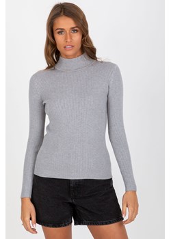Szary dopasowany sweter z półgolfem w prążek ze sklepu 5.10.15 w kategorii Swetry damskie - zdjęcie 169690508