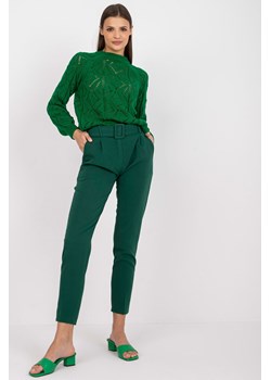 Ciemnozielone spodnie garniturowe do kostek Giulia ze sklepu 5.10.15 w kategorii Spodnie damskie - zdjęcie 169690515