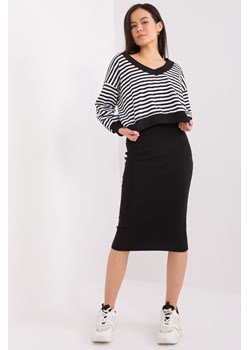 Czarno-biały komplet basic z sukienką midi ze sklepu 5.10.15 w kategorii Spódnice - zdjęcie 169690709