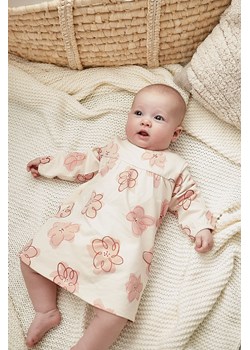 Bawełniana sukienka niemowlęca z długim rękawem w kwiaty ze sklepu 5.10.15 w kategorii Sukienki niemowlęce - zdjęcie 169690779