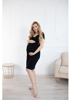 Bawełniana koszula dla kobiet w ciąży z krótkim rękawem - czarna ze sklepu 5.10.15 w kategorii Bielizna ciążowa - zdjęcie 169690916