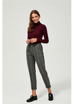 Spodnie damskie  z wysokim stanem - szare w jodełkę ze sklepu 5.10.15 w kategorii Spodnie damskie - zdjęcie 169690987
