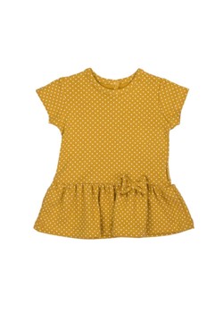 Koszulka dziewczęca z falbanką i kokardką w musztardowym kolorze ze sklepu 5.10.15 w kategorii Koszulki niemowlęce - zdjęcie 169691036