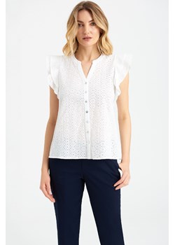 Biała bluzka damska bawełniana z haftem- krótki rękaw ze sklepu 5.10.15 w kategorii Bluzki damskie - zdjęcie 169691267