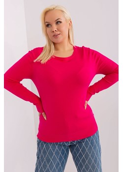 Gładki sweter plus size z długim rękawem fuksjowy ze sklepu 5.10.15 w kategorii Swetry damskie - zdjęcie 169691315