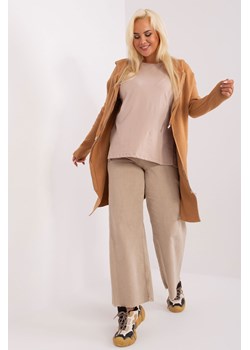 Camelowy długi sweter damski plus size z suwakiem ze sklepu 5.10.15 w kategorii Swetry damskie - zdjęcie 169691317