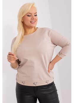 Ecru bluzka plus size z ozdobnymi ściągaczami ze sklepu 5.10.15 w kategorii Bluzki damskie - zdjęcie 169691346