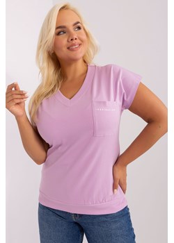 Jasnofioletowa bluzka plus size z napisem ze sklepu 5.10.15 w kategorii Bluzki damskie - zdjęcie 169691366