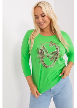 Bluzka damska plus size z nadrukiem jasny zielony ze sklepu 5.10.15 w kategorii Bluzki damskie - zdjęcie 169691615