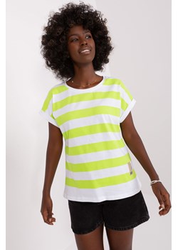 Biało-jasnozielona bluzka basic z bawełny ze sklepu 5.10.15 w kategorii Bluzki damskie - zdjęcie 169691748