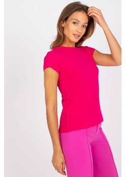 Fuksjowy t-shirt basic z bawełny Peachy ze sklepu 5.10.15 w kategorii Bluzki damskie - zdjęcie 169691766