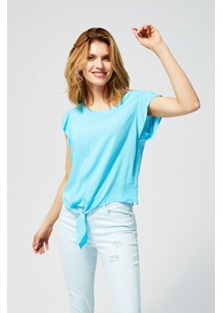 Bluzka damska koszulowa z ozdobnym wiązaniem turkusowa ze sklepu 5.10.15 w kategorii Bluzki damskie - zdjęcie 169691788