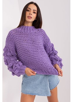 fioletowy sweter damski oversize z bufiastym rękawem ze sklepu 5.10.15 w kategorii Swetry damskie - zdjęcie 169691985