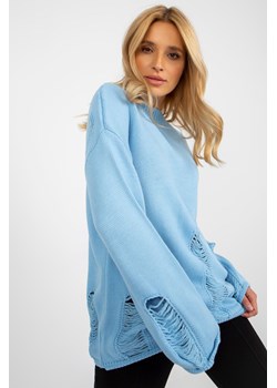 Damski sweter oversize z dziurami - niebieski ze sklepu 5.10.15 w kategorii Swetry damskie - zdjęcie 169691995