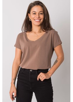 Bawełniany t-shirt damski- kawowy ze sklepu 5.10.15 w kategorii Bluzki damskie - zdjęcie 169692018