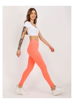 Fluo pomarańczowe prążkowane legginsy basic high waist ze sklepu 5.10.15 w kategorii Spodnie damskie - zdjęcie 169692095