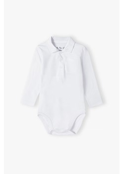 Białe body niemowlęce z kołnierzykiem - długi rękaw ze sklepu 5.10.15 w kategorii Body niemowlęce - zdjęcie 169692219