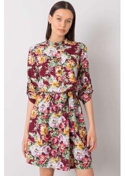 Sukienka w kolorowe - bordowa w kwiaty ze sklepu 5.10.15 w kategorii Sukienki - zdjęcie 169692305